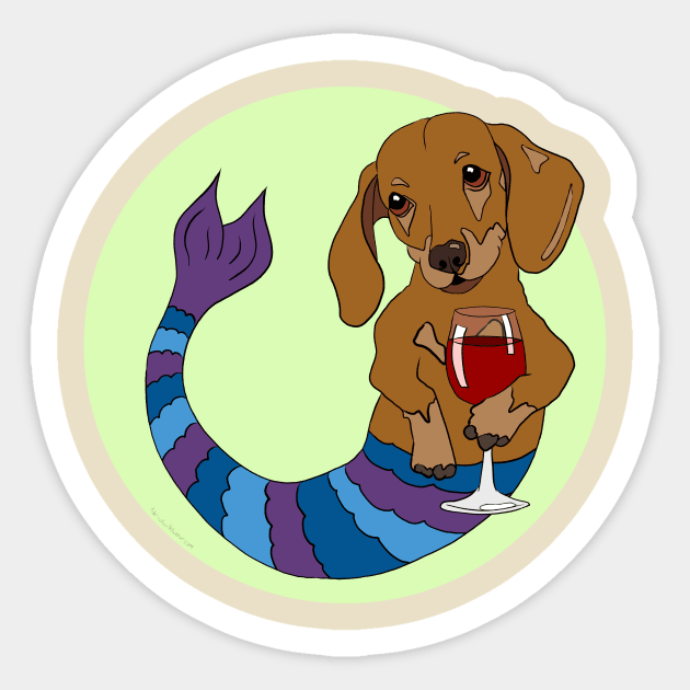 Carson the Doxie Mermutt Sticker by abrushwithhumor